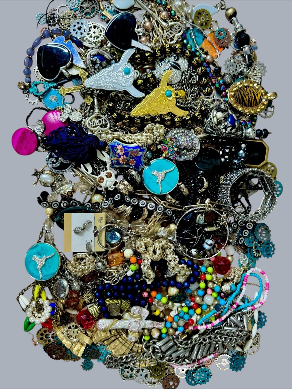 Large mixed jewelry-making and repurpose craft lot weighing approximately 5.67 l